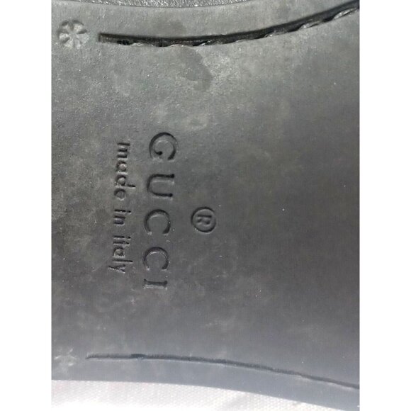Men's Gucci Florence Black Leather Slip On Loafers Silver G Spell Out Logo - Picture 9 of 9